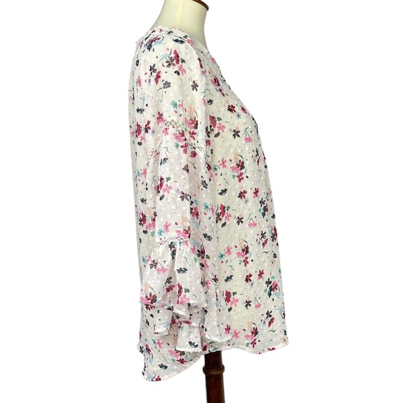 Matilda Jane Blouse Womens Medium M Cream Floral What’s Up Buttercup Swiss Dot - Picture 4 of 11